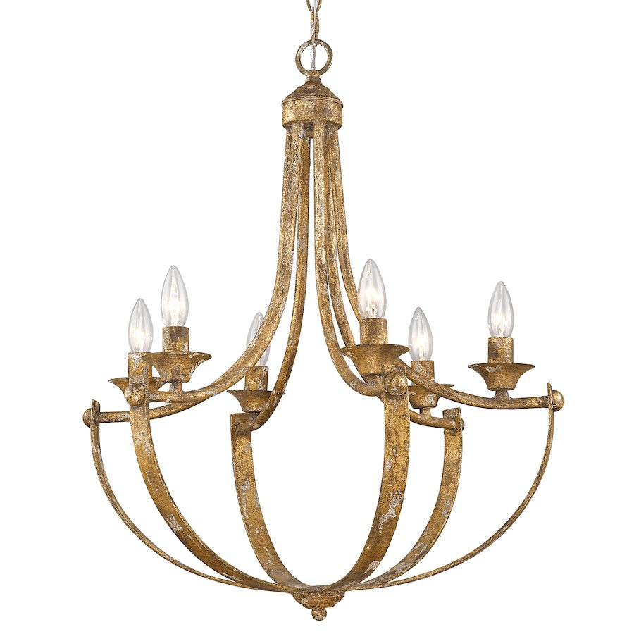 Golden Lighting Victoria 6 Light Chandelier, Heirloom Gold - 0815-6HG