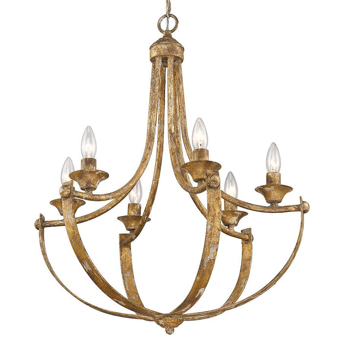 Golden Lighting Victoria 6 Light Chandelier, Heirloom Gold