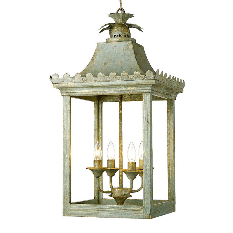 Golden Lighting Finley 4 Light Pendant, Vintage Sage