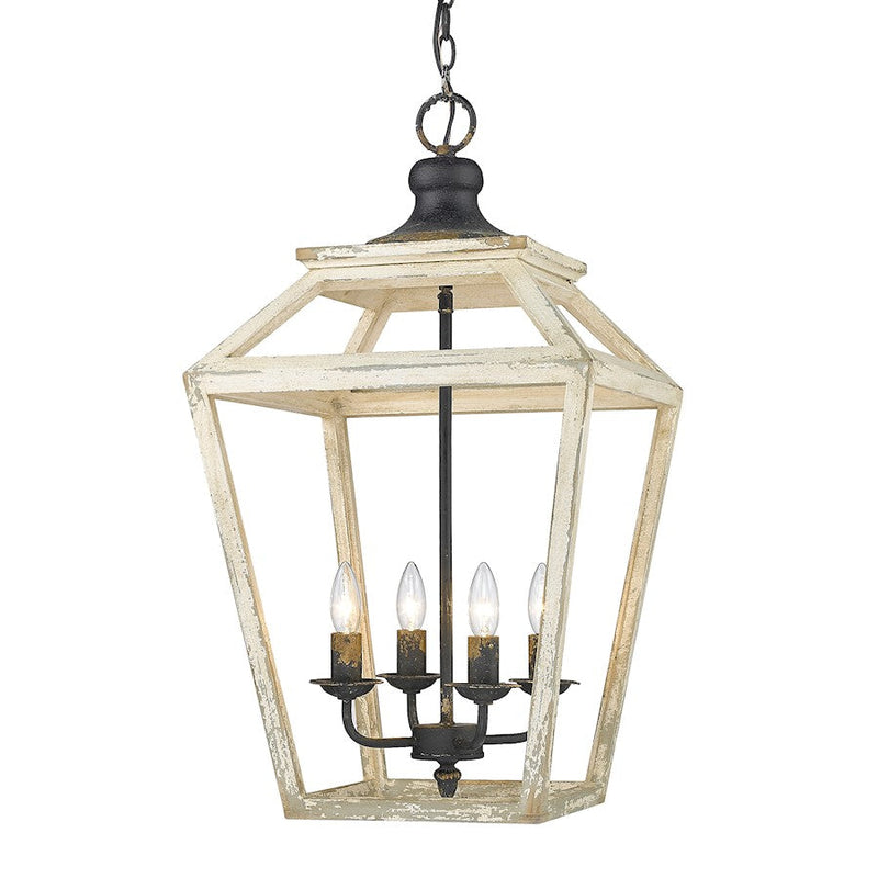 Golden Lighting Haiden 4 Light Pendant, Antique Black Iron