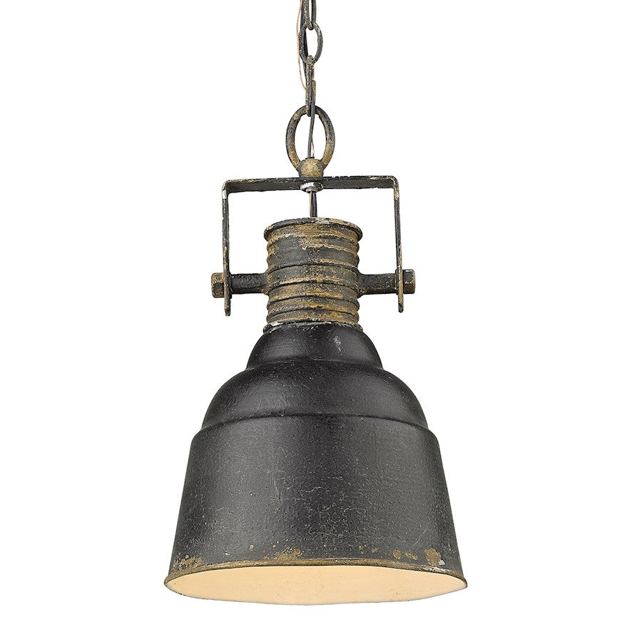 Golden Lighting Quarry 1 Light Mini Pendant, Antique Black Iron - 0843-1PABI