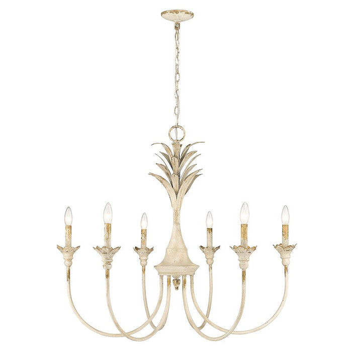 Golden Lighting Lillianne 6 Light Chandelier, Antique Ivory