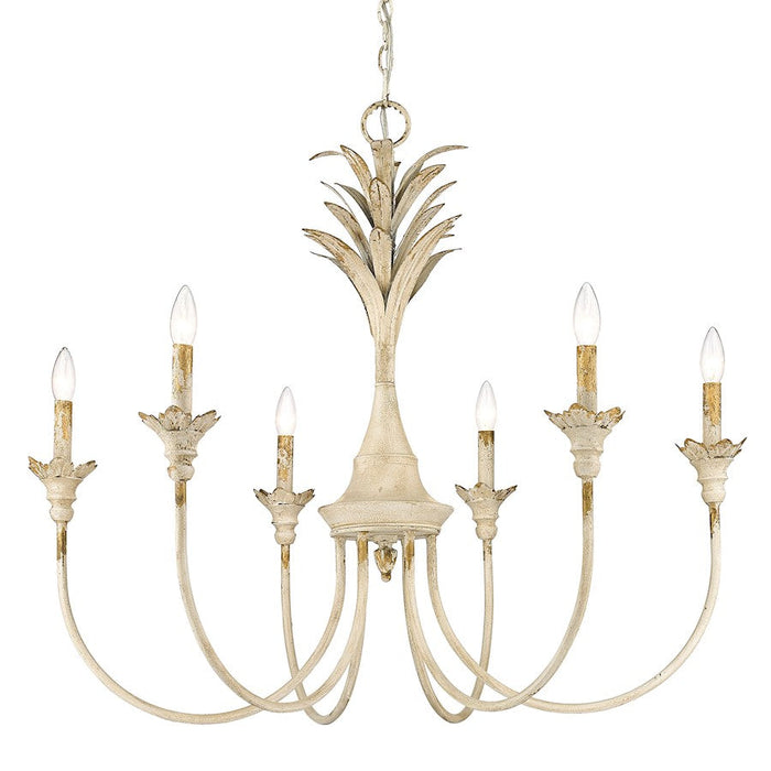 Golden Lighting Lillianne 6 Light Chandelier, Antique Ivory