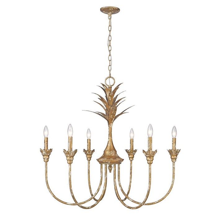 Golden Lighting Lillianne 6 Light Chandelier, Heirloom Gold