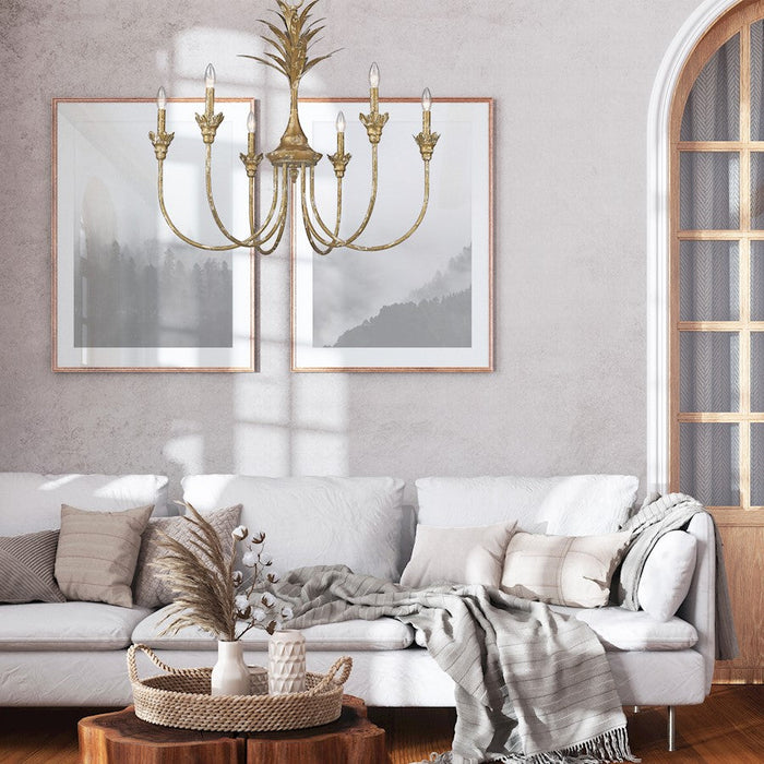 Golden Lighting Lillianne 6 Light Chandelier, Heirloom Gold