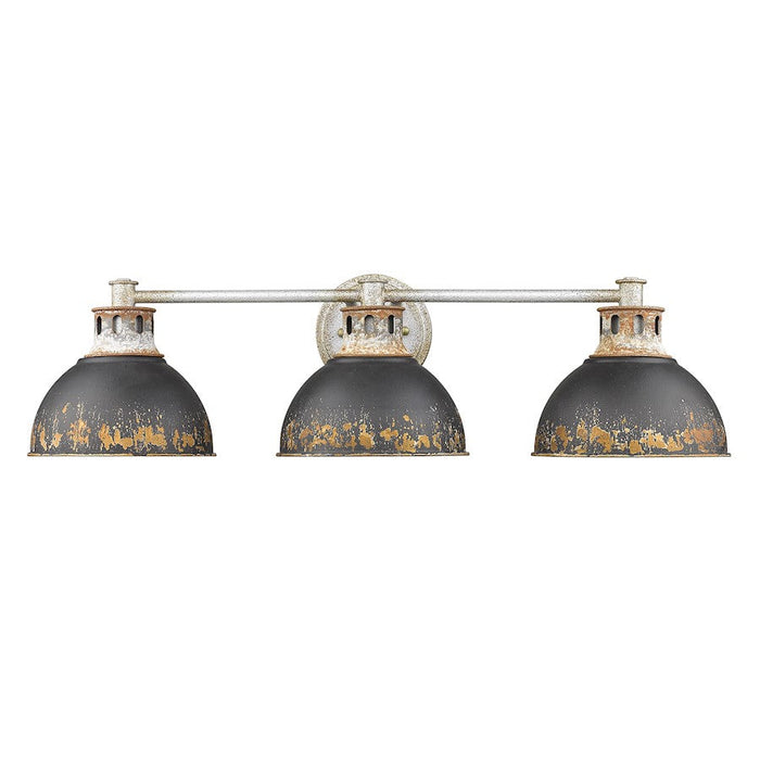 Golden Lighting Kinsley 3 Light Bath, Galvanized Steel