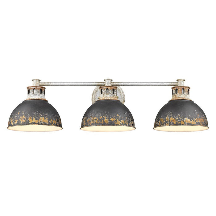 Golden Lighting Kinsley 3 Light Bath, Galvanized Steel