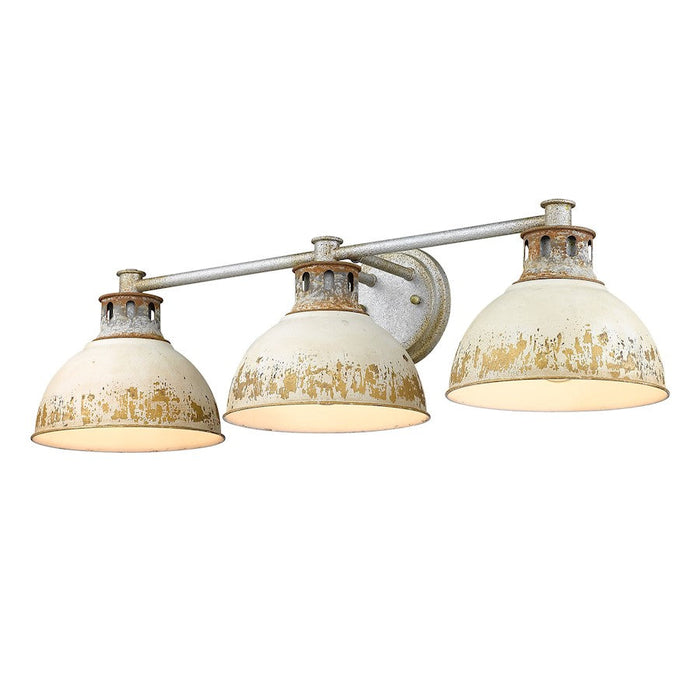 Golden Lighting Kinsley 3 Light Bath, Galvanized Steel/Ivory - 0865-BA3AGV-AI