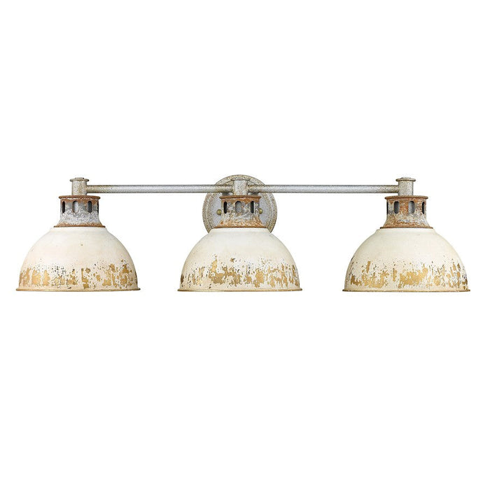 Golden Lighting Kinsley 3 Light Bath, Galvanized Steel