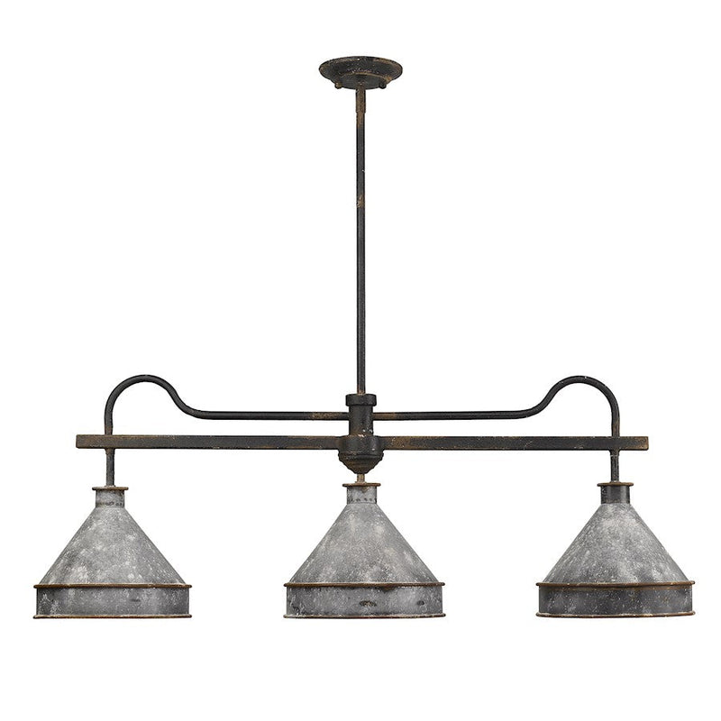 Golden Lighting Jasper 3 Light Linear Pendant, Black Iron/ Steel