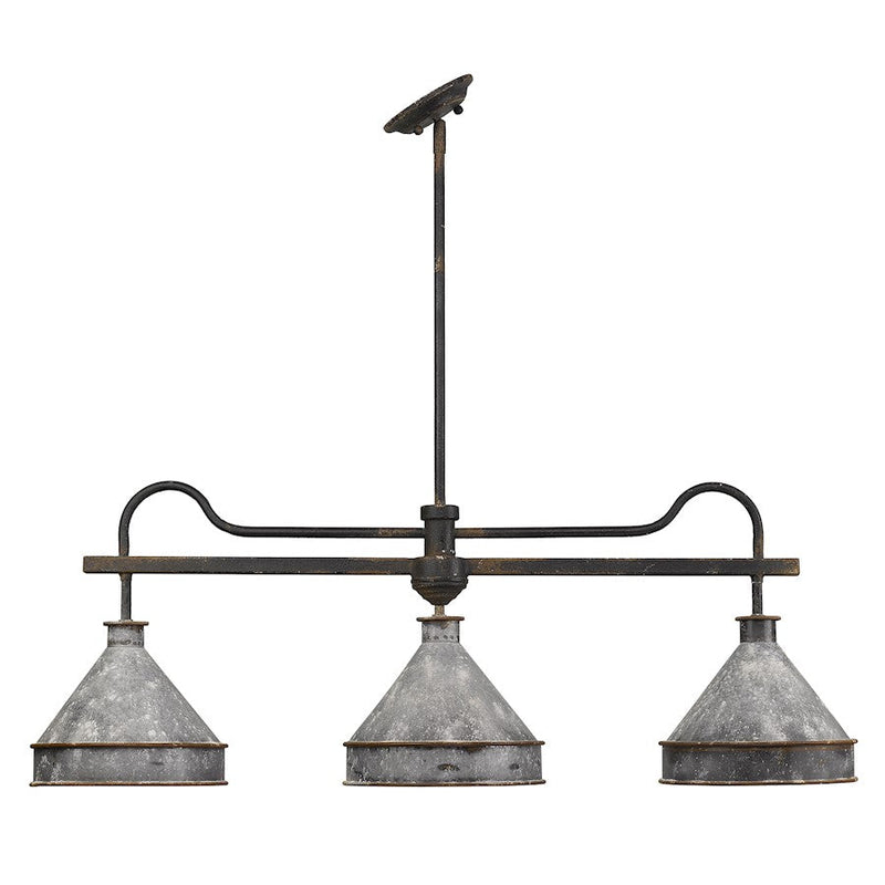 Golden Lighting Jasper 3 Light Linear Pendant, Black Iron/ Steel