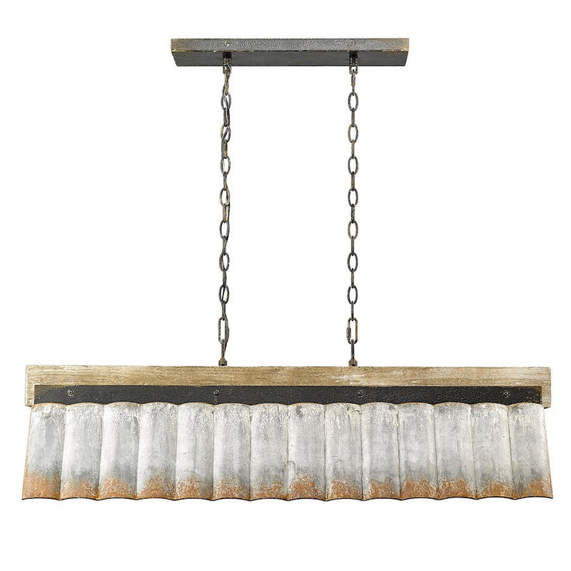 Golden Lighting Waylon 5 Light Linear Pendant, Antique Black Iron