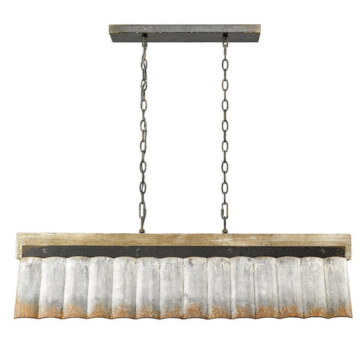 Golden Lighting Waylon 5 Light Linear Pendant, Antique Black Iron