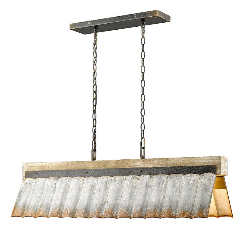 Golden Lighting Waylon 5 Light Linear Pendant, Antique Black Iron
