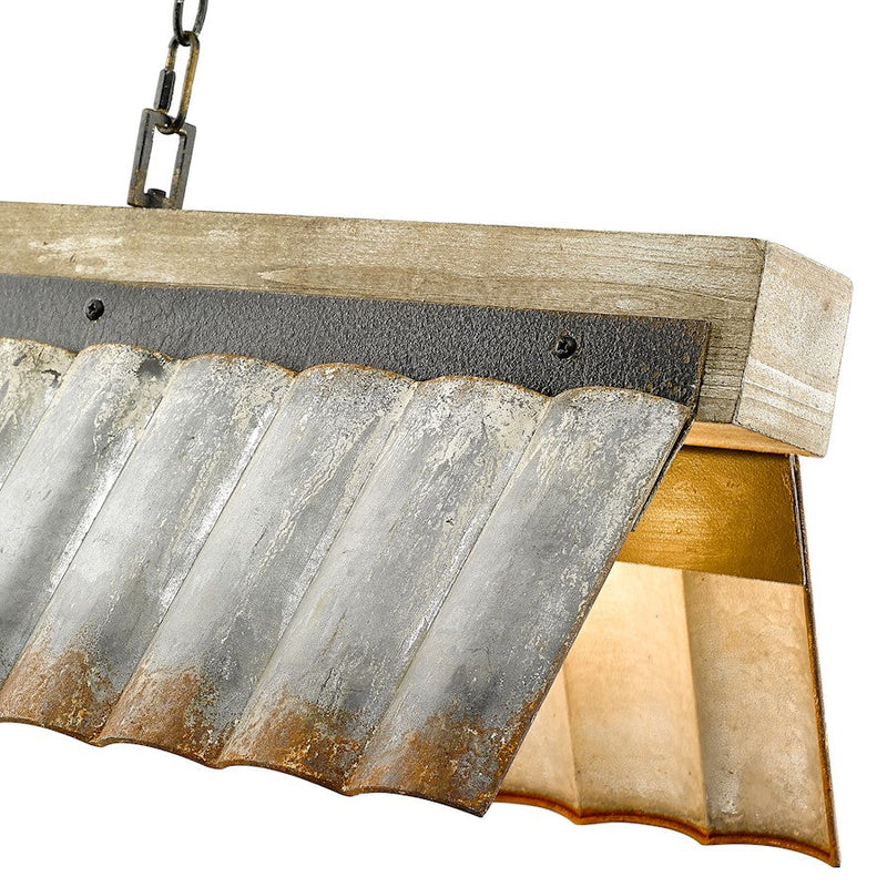 Golden Lighting Waylon 5 Light Linear Pendant, Antique Black Iron