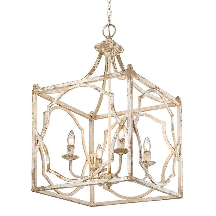 Golden Lighting Laurent 4 Light Pendant, Antique Ivory