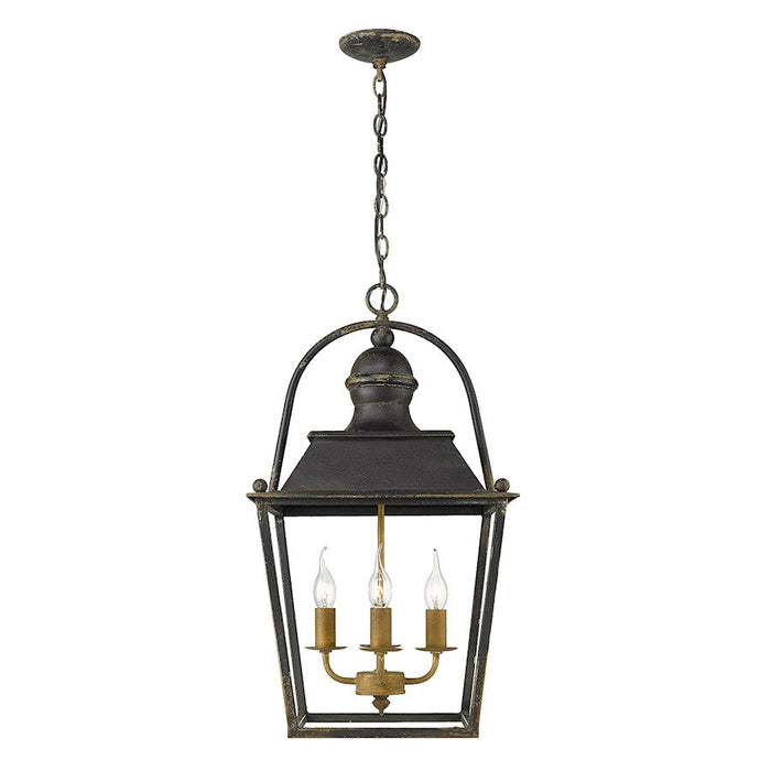 Golden Lighting Christoff 4 Light Pendant, Antique Black Iron