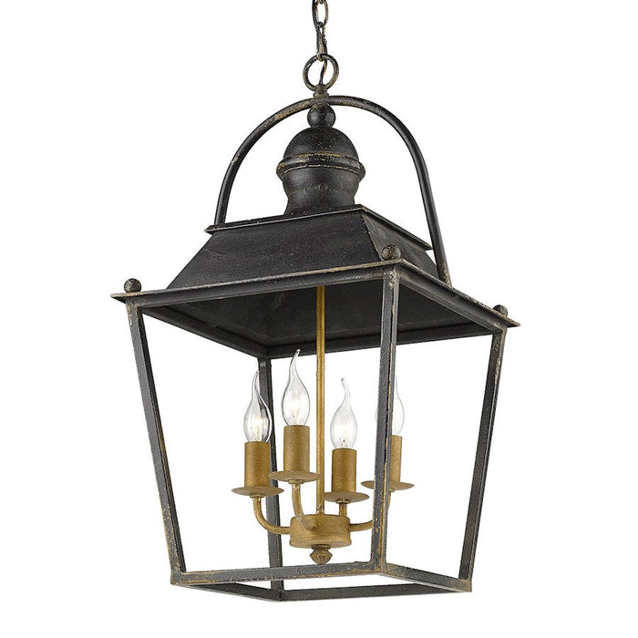 Golden Lighting Christoff 4 Light Pendant, Antique Black Iron