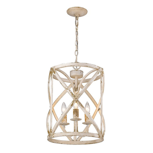Golden Lighting Alcott 3 Light Pendant, Antique Ivory
