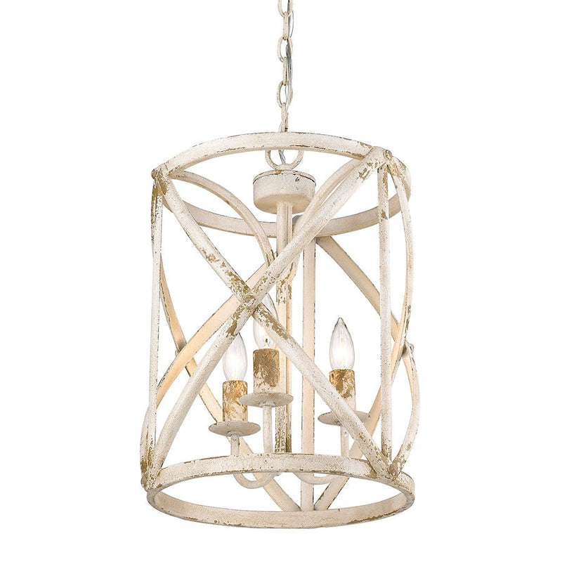 Golden Lighting Alcott 3 Light Pendant, Antique Ivory
