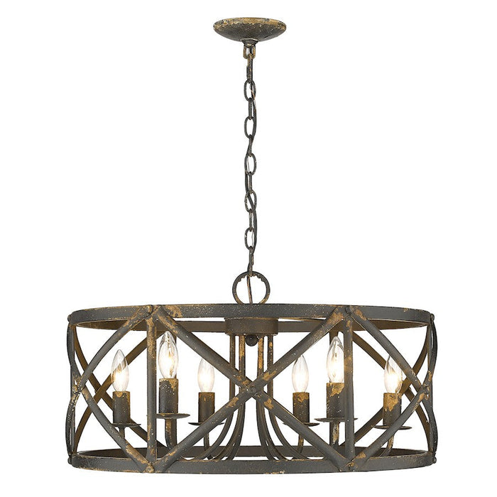 Golden Lighting Alcott 6 Light Chandelier, Antique Black Iron