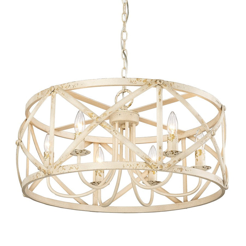 Golden Lighting Alcott Ai 6 Light Chandelier, Antique Ivory