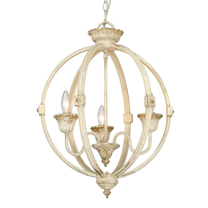 Golden Lighting Jules 3 Light Pendant, Antique Ivory