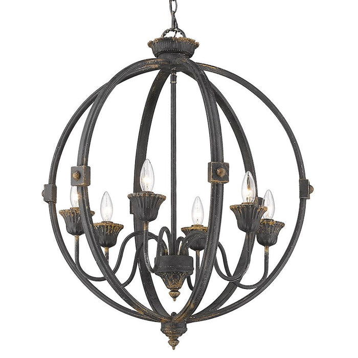 Golden Lighting Jules 6-Light Chandelier, Antique Black Iron - 0892-6ABI