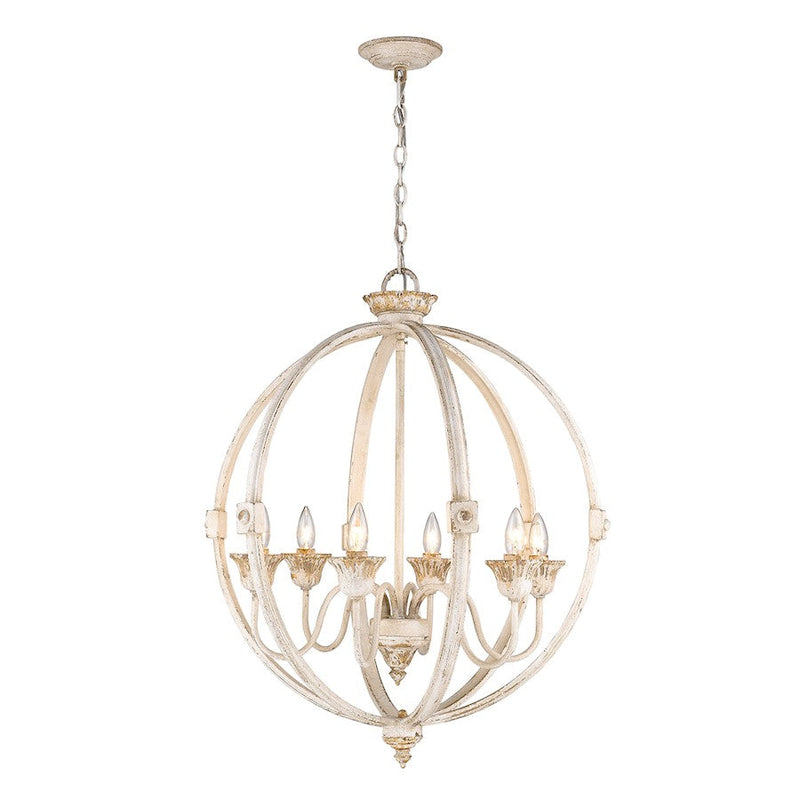 Golden Lighting Jules 6 Light Chandelier, Antique Ivory
