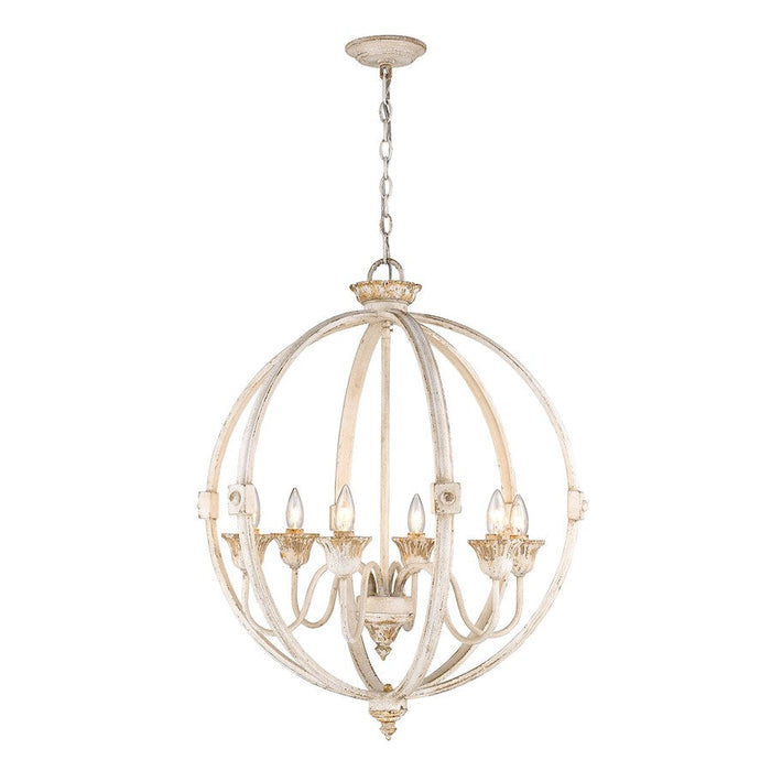 Golden Lighting Jules 6 Light Chandelier, Antique Ivory