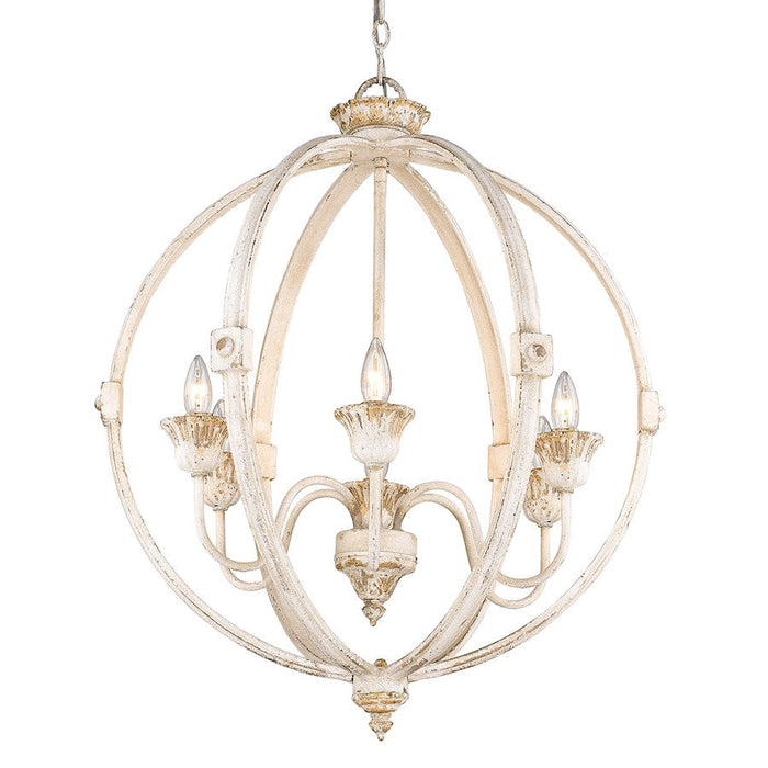 Golden Lighting Jules 6 Light Chandelier, Antique Ivory