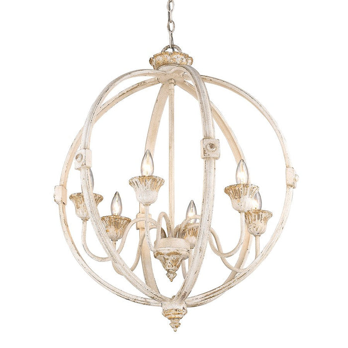 Golden Lighting Jules 6 Light Chandelier, Antique Ivory