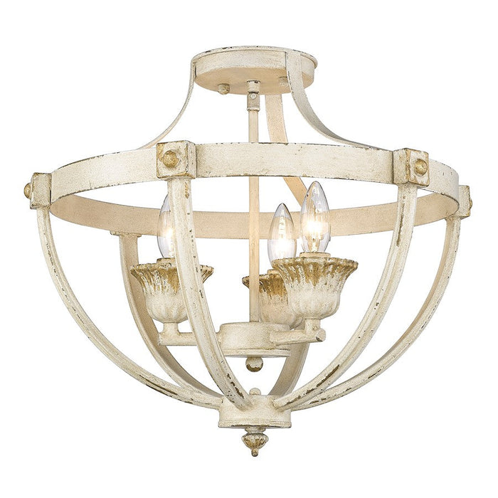 Golden Lighting Jules 3 Light Semi-Flush Mount, Antique Ivory - 0892-SFAI