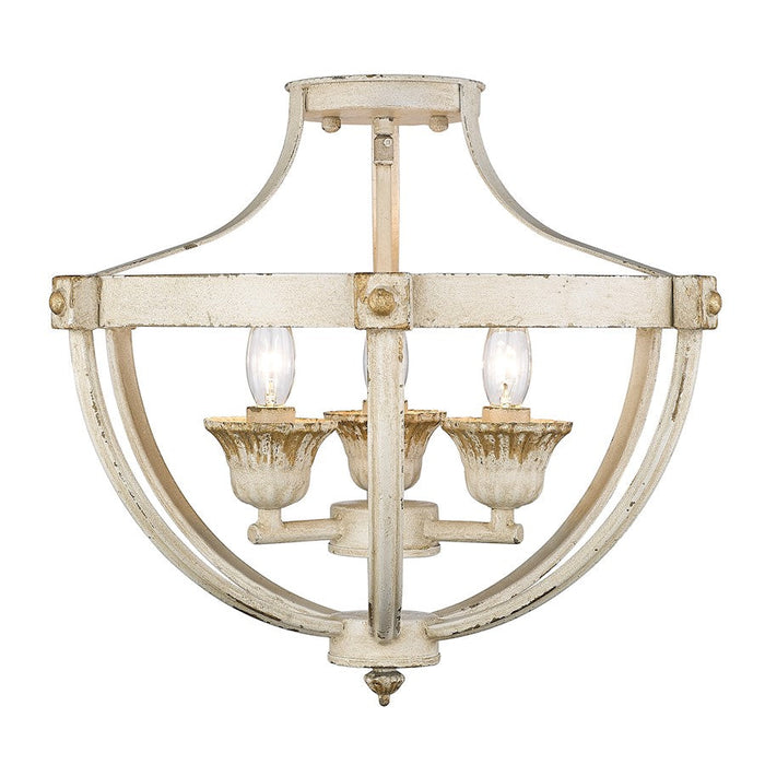 Golden Lighting Jules 3 Light Semi-Flush Mount, Antique Ivory