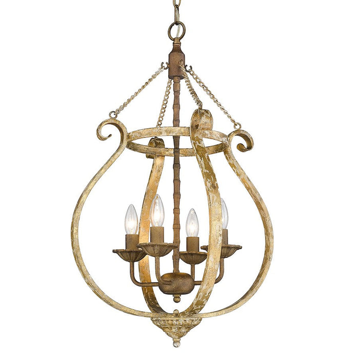 Golden Lighting Delphine 1-Light Pendant, Chestnut/Vintage Gold