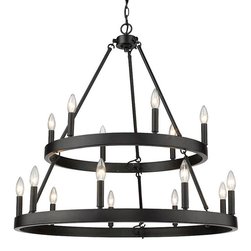 Golden Lighting Alastair 6+9 Light 2 Tier Chandelier, Matte Black - 1017-69BLK