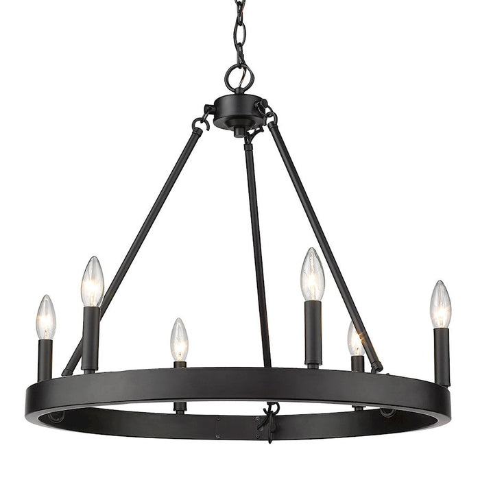 Golden Lighting Alastair 6 Light Chandelier, Matte Black - 1017-6BLK