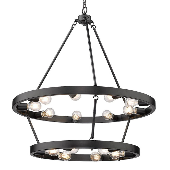 Golden Lighting Castile 15 Light 35" Chandelier, Matte Black - 1019-96BLK