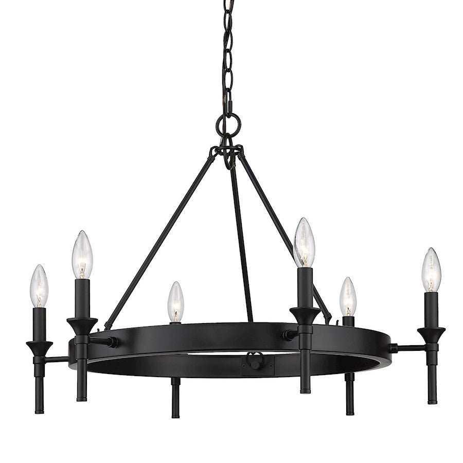 Golden Lighting Edinburgh 6 Light Chandelier, Matte Black - 1020-6BLK