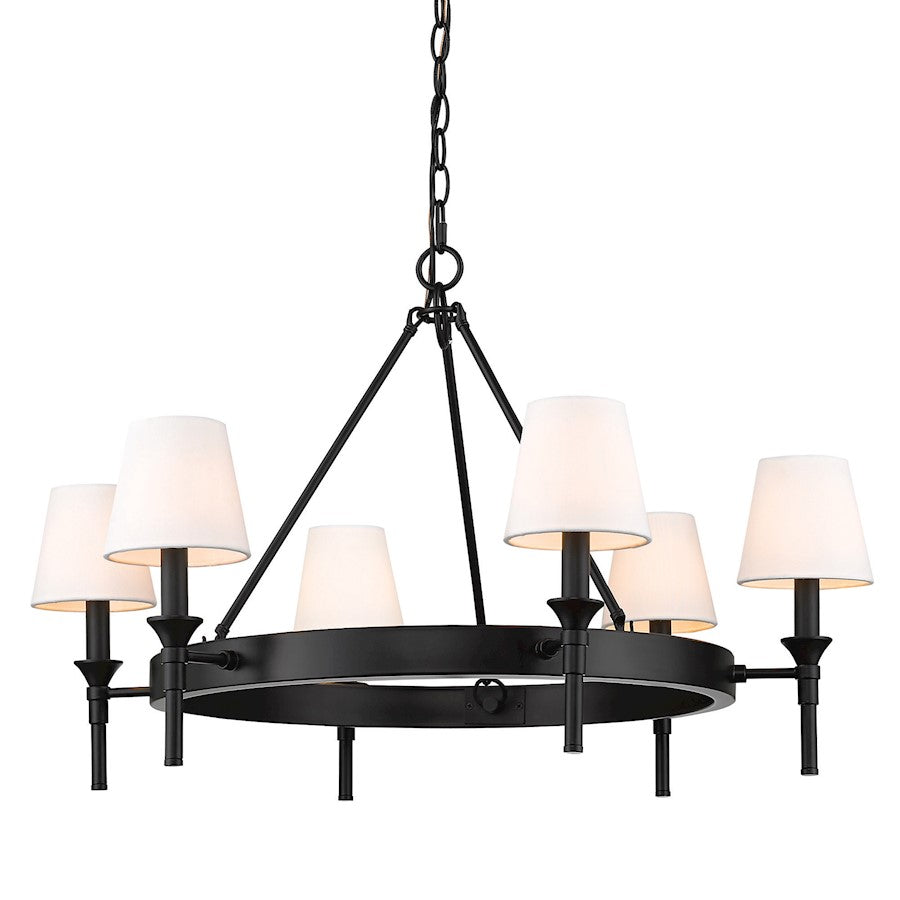 Golden Lighting Edinburgh 6 Light Chandelier, Black/Modern White - 1020-6BLK-MWS