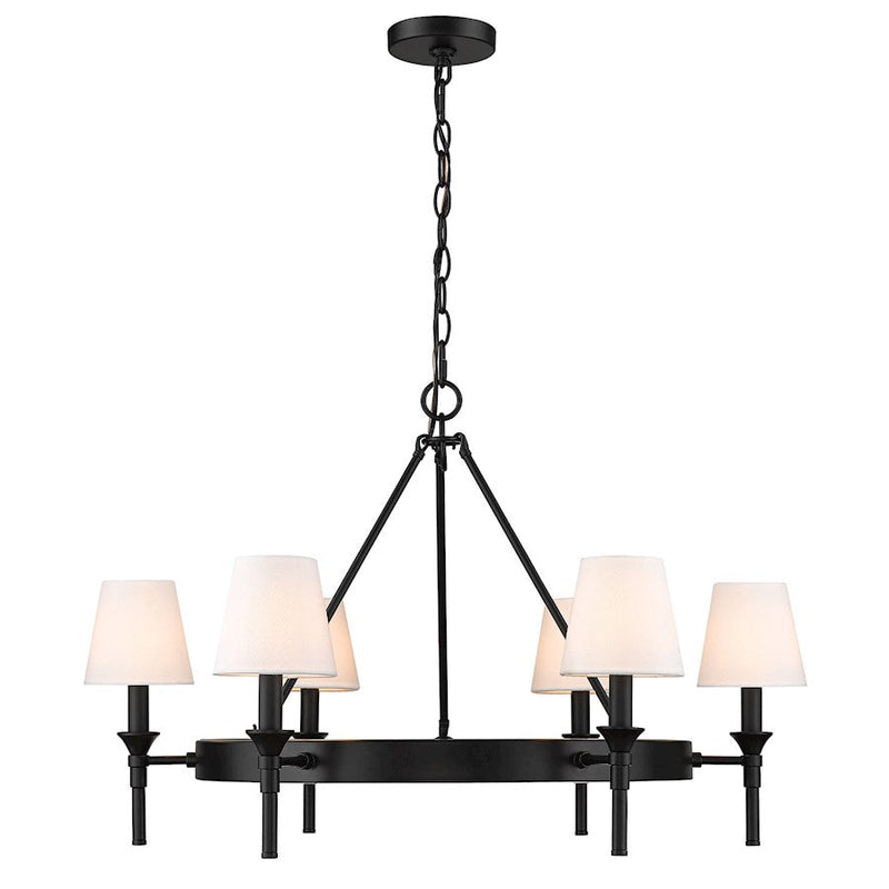 Golden Lighting Edinburgh 6 Light Chandelier, Black/Modern White