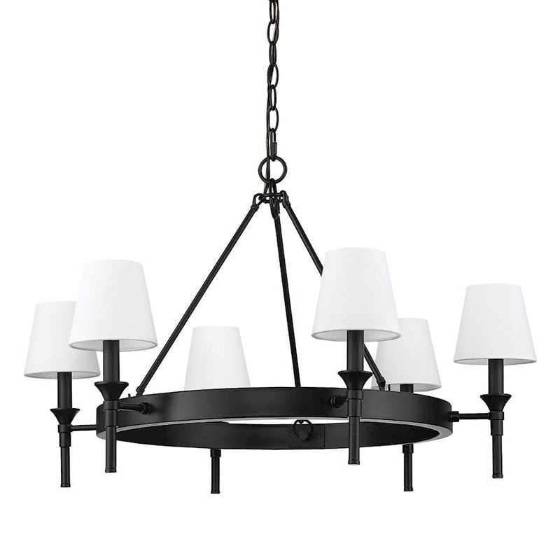 Golden Lighting Edinburgh 6 Light Chandelier, Black/Modern White