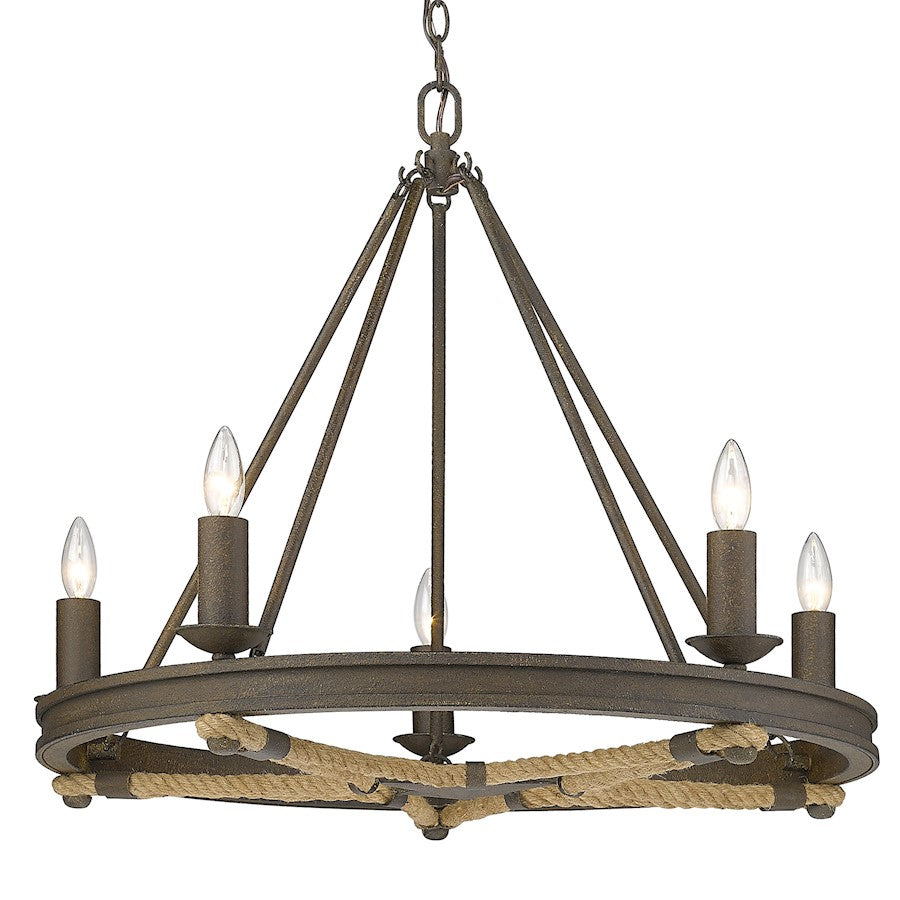 Golden Lighting Stokes 5 Light Chandelier, Dark Rust - 1053-5DR