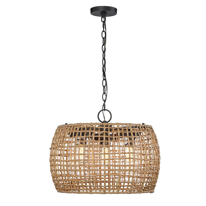 Golden Lighting Piper 3 Light Outdoor Pendant, Black/Maple - 1067-O3PNB-MAW