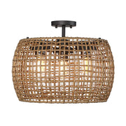 Golden Lighting Piper 3 Lt Outdoor Semi-Flush, Black/Maple - 1067-OSFNB-MAW