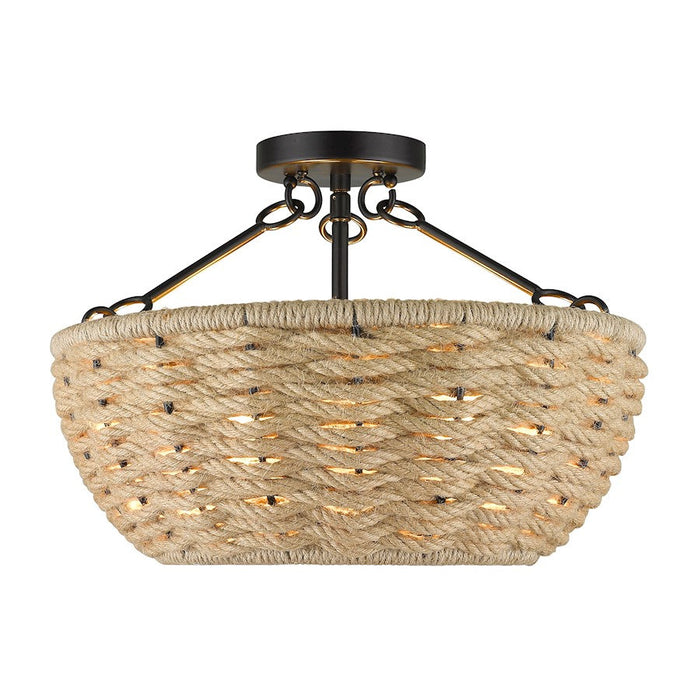 Golden Lighting Hathaway 3 Light Semi-Flush Mount, Matte Black