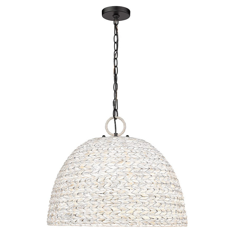 Golden Lighting Rue 5 Light Pendant, Black/Painted Sweet Grass