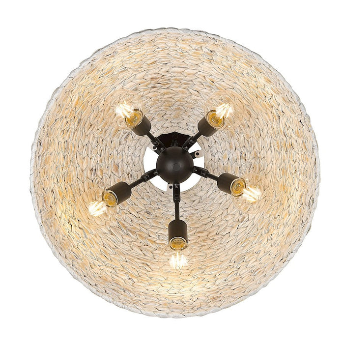 Golden Lighting Rue 5 Light Pendant, Black/Painted Sweet Grass