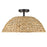 Golden Lighting Rue 3 Light Semi-Flush, Black/Woven Sweet Grass