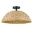 Golden Lighting Rue 3 Light Semi-Flush, Black/Woven Sweet Grass